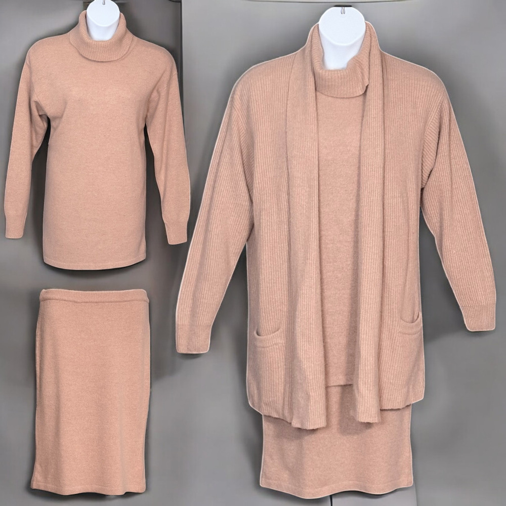 Vintage Madeleine Elegant Sweater, Skirt & Cardigan 3 Piece Set Lambswool Medium